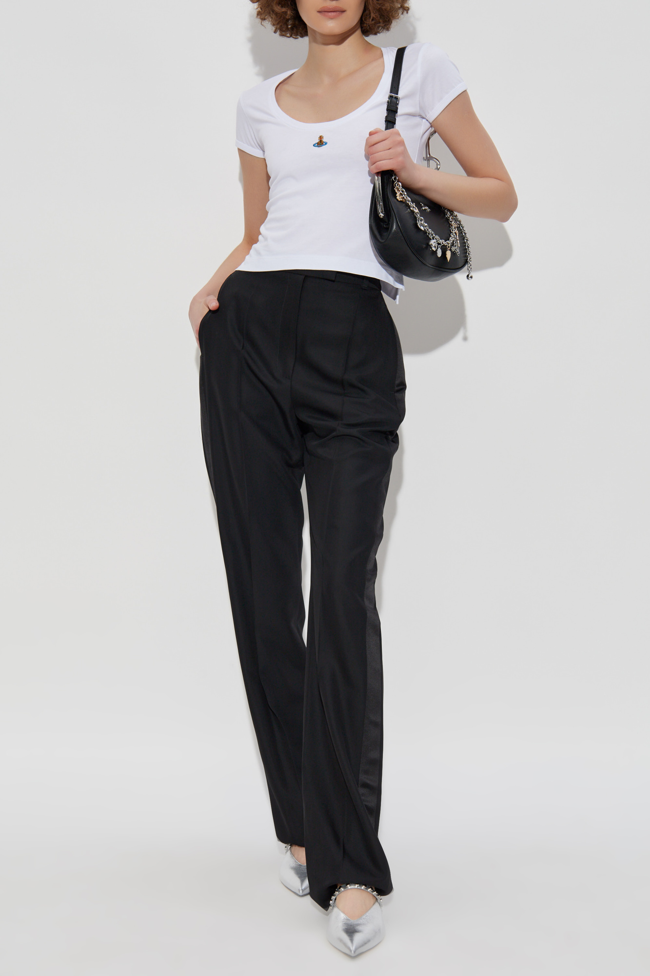 White Cropped t-shirt with logo Vivienne Westwood - Vitkac AS